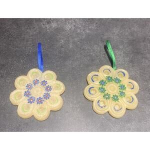 Vintage Unique Homemade Beeswax Hand painted Ornaments Lot Of 2 Smell Good